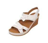 Uwdiohq Sandales Femme Été Confortable Chaussures Décontractées À Semelles Inclinées Avec Boucle Adhésive Creuse Sur Le Côté Pour Femmes, D'Été La Dames Bottines Entre Doigts Cuir Chaussure