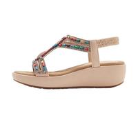 Uwdiohq Sandales Femme Été Confortable Chaussures D'Été Décontractées À Semelle Plate Avec Boucle De Ceinture Creuse Sur Le Côté Pour Femmes (Khaki 40) Sandale Et Mules Pieds Larges Marche