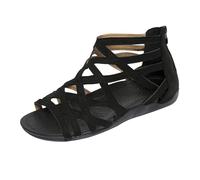 Uwdiohq Sandales Femme Été Confortable Chaussures Pour Femmes Printemps Et Automne Légères Confortables Avec Brides Creuses Fermeture Éclair À L'Arrière Style Romain Décontracté (Black 38)