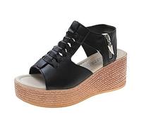 Uwdiohq Sandales Femmes Confortable Nouvelles Talon Épais Moyen Grande Taille Bouche De Poisson Creuse Chaussures Romaines Compensées Nues Pour Bout Fermé Randonnée Femme Sandale Sandalette