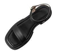 Uwdiohq Sandales Plates Confortables À Bout Ouvert Pour Femmes, Avec Un Seul Soutien De La Voûte Plantaire, L'Été Sandale Compensée (Black, 41) Entre Doigts Femme Été Pied Extra Large Scandales