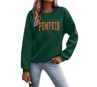Uwdiohq -Shirt d'automne pour La Saison des Citrouilles : Hauts À Col du Cou Femmes, Pull Thanksgiving Et Halloween Blouse Pharmacie (Blackish Green, XL) Sweat Femme Zippé Capuche Plaid Pulls,