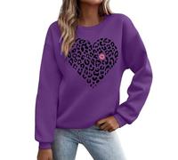 Uwdiohq -Shirt du Cou Imprimé pour Femme avec Motif Cœur Et Lettres Imprimées Pulls Molletonnés Femmes Capuche (Dark Purple, M) Pulls, Gilets Sweats Sweat Blanc Plaid Sweet À Fourrure Zippé