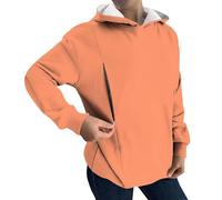 Uwdiohq -Shirt Oversize pour Femme, Pull À, Ample Et Décontracté, avec Poches Long Fille (Orange, XL) One Piece Sweat Allaitement Femme Sexy Hoodie sous Vert Doux Thermo Lumineux Noel Sweet De