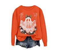 Uwdiohq -Shirts À Col Rond pour Femmes, Surdimensionnés, Confortables, Imprimés, Décontractés, Graphiques, Manches Longues, Halloween Pulls Molletonnés Femmes Pull (Watermelon Red, XXL) Sweat
