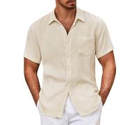 Uwdiohq Solde Hiver Chemise Homme Disco Grande Taille Coton Manches Courtes Blanche pour Hawaienne Ete Lin Slim Fit en Legere Serge Blanco Costumes Medieval Vacances 5XL Tenue