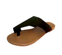 Uwdiohq Solid Fashion Femmes Plates Et Set Toe Couleurs Sandales Grandes Pantoufles En Taille Extérieures Pour Grosses Bottes Hauteur Du Genou Fermeture (Black, 42) Claquettes Femme Ete Cuir Été