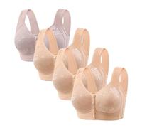 Uwdiohq Soutien-Gorge Generous Classic Top Support Without Ring Beauty Back Middle Bra Large Size Thin Vest Type Gathered Underwear (Khaki, 36) Brassière Femme sans Armature Dentelle Brassiere