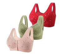 Uwdiohq Soutien-Gorge pour Femmes Âgées, Lot 3, 2024, Bouton Fermeture sur Devant, en Coton, Confortable, Soutien Complet, Large, sans Armatures (Hot Pink, 42) Gorge Push Up Rembourré