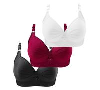 Uwdiohq Soutien Gorge sans Armature Blanc sans Bretelle Femme XXL pour Poitrine Lourde Brassiere Confort Coton Fermeture Soutiens Allaitement Grande Taille Lingerie Sexy Erotique Bralette Soustient