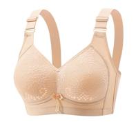 Uwdiohq Sport Femme Brassiere sans Armature Armatures, avec Boucle sur Le Devant Et dans (Beige, 40) Coton Soutien Gorge Minimiseur Armatures Soutiens-Gorge De 105D Dos Nu Bretelle sous Tient