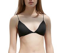 Uwdiohq Sport Femme Brassiere sans Armature Faible Soutien Col en V Soutien-Gorge Avant Bouton D'Entraînement Fil Rembourré (Black, S) Brassière Gorge Microfibre Armatures Push Up Noir Rouge