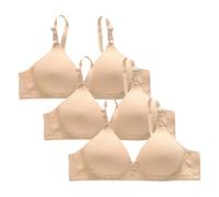 Uwdiohq Sports Bras Women's 3 Pack No Underwire Breathable Full Support Plus Size Brassiere Everyday Bra for Older Women Gathered Comfortable Underwear Daily Débardeur (Khaki, XL) Soutien Gorge
