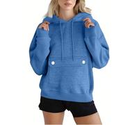 Uwdiohq Sweat à Capuche Femme Oversize Coton Manches Longues Hoodie Pull Sweatshirt avec Poche Chaud Chic Élégant Streetwear Sweatshirts Vetement Femmes Automne Sport Grande Taille Sweet Plaid