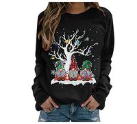 Uwdiohq Sweat-Shirt à Manches Longues pour Femmes Haut imprimé Pull décontracté Noël Manteaux Noirs pour Femmes Habillées Sweat zippé Femme Sweat Polaire Femme Hiver Chaud A Capuche Plaid Oodie