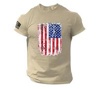 Uwdiohq T-Shirt à Manches Courtes imprimé en 3D avec Logo Drapeau américain pour Hommes d'été Chemises Western pour Hommes Taille Plus Sexy