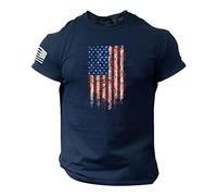 Uwdiohq T-Shirt à Manches Courtes imprimé en 3D avec Logo Drapeau américain pour Hommes d'été Gommages pour Hommes Tops Grande Taille