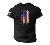 Uwdiohq T-Shirt à Manches Courtes imprimé en 3D avec Logo Drapeau américain pour Hommes d'été Gommages pour Hommes Tops Grande Taille