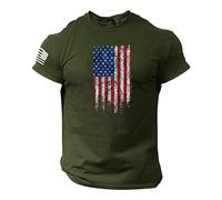 Uwdiohq T-Shirt à Manches Courtes imprimé en 3D avec Logo Drapeau américain pour Hommes d'été Gommages pour Hommes Tops Grande Taille