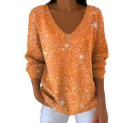 Uwdiohq T-Shirt À Manches Longues Et Rayures pour Femme Style Décontracté, Motif Citrouille, Automne Cardigans Chandails Femmes (Watermelon Red, XXXL) Pulls Pull Long Hiver Oversize Col Roulé V