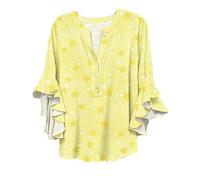 Uwdiohq T-Shirt D'Été Décontracté Basique pour Femme Hauts À Manches Cloche Et Col en V Femmes, Imprimés Colorés, Décontractés, 2025 Tee Shirt Voilier T-Shirts Courtes Chemise Robe T Tunique