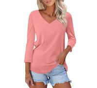 Uwdiohq T Shirt Manche Longue Femme/Solid Shirts Basic Summer Tees (Rose Gold, S) Chemisier Blanc Chic Et Élégant Top Dentelle Chemise Lin Turquoise Argenté Women Blouse Courte Womens Green