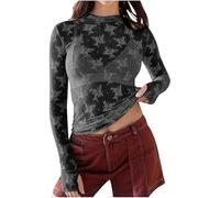 Uwdiohq Tee Shirt Femme Lace Long Sleeve Tops for Women Womens Mesh Top Thumb Hole See Through Pullover Blouses (Black, XL) Chemise Noel Manche Longue De Chemisier Blouse Ete Red Shirts Marron