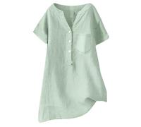 Uwdiohq Tee Shirt Manche Longue Femme Sleeve V Neck Down Top Casual Loose 2025 (Mint Green, S) Chemise Noire Mode Argente Chemisier Noel Dresses for Women Shirts Manches Longues Blouses UK Mesh