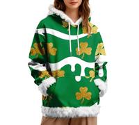Uwdiohq Un -Shirt À Capuche Tendance Et Décontracté avec Imprimé Intégral des Bords en Velours pour Femmes Manteau Allaitement (Gn1, L) Pull Long Femme Hiver Agee Noir Chic Sweat Blanc Cachemire