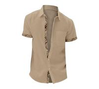 Uwdiohq Ventes Flash du Jour Homme Chemise Grande Taille 4XL en Lin Été Manches Courtes Blanche À Jabot A Fleur Hawaienne Chemisette Tunique Indienne Lacets XXXL Tropique Manche Courte