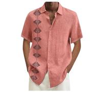 Uwdiohq Ventes Flash en Cours Et Soldes Chemise Homme Manches Courtes XL Hommes Chemisette Blanche Coton Hawaienne Rouge Lin Polo Été Viscose Blouse De Travail Thee Shirts Grande Taille Chemises pour