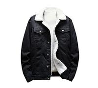 Uwdiohq Veste Homme Peau De Mouton pour hommes chaud décontracté mode à manches longues poche bouton col rabattu solide manteau en jean Veste Homme Noir Chameau Cardigan Homme Zippe Hiver