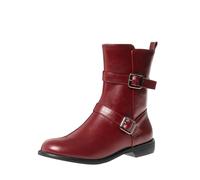 Uwdiohq Women's Autumn and Winter Velvet Leather Ankle Pantoufles Taille 7 Salle De Bain Intérieure Bottines Pieds Larges Femme Fourrees Bottine Boots Plateforme Cuir Botine. Talon Bottes