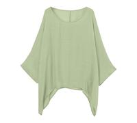 Uwdiohq Women's Fashionable and Casual Large Size Loose Cotton Nine Point Sleeve Top T Shirt Chemisier Bleu (Green, S) Tunique Femme Chemise Gaze De Coton Femme Noir Haut Orange Plage Robe Hiver