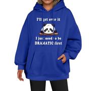 Uwdiohq Women's New Solid Color Cute Panda Print Sports and Casual Daily Style Sweatshirt Pulls Molletonnés pour Femmes sans Capuche Graphique (Blue, XXXL) Sweat Femme Hoodie Pull Sweats À