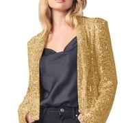 Uwdiohq Women's Sequin Jackets Open Front Jacket Casual Long Sleeve Sparkly Cardigan Coat With S XXL Manteau Alpaga veste femme cuir Veste Femme Bleu Marine Doudoune Hiver Anorak Sans Manches