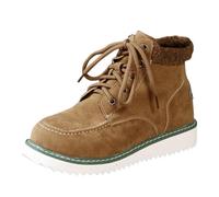 Uwdiohq Women's Spring and Autumn Winter Large Size European American Casual Cuffed Single High Top Round Toe Front Solid Color Ankle (Brown, 43) Bottines Femmes Bottine Femme Bottes Boots
