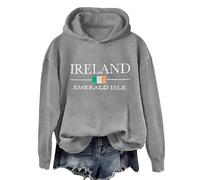 Uwdiohq Women's St. Day Print Long Sleeved Pullover Solid Color Hoodie Pull Coréen (Grey, S) Femme Noel One Piece sans Manche De pour Ridicule Courte Plaid Polaire Coton Hiver Friends Pulls,