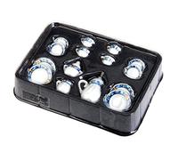UWEOTYYY Ensemble de thé Miniature, 15pcs 1/12 Dollhouse Miniature Tea Set Set Flower Match Porcelain Cup for Dolls House Furniture Decoration, Dolls House Toy