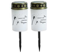 UWEOTYYY Lumières éternelles pour Graves, 2PCS Solar Grave Lights, 5, 6 x 2, 8 Pouces étanche Solaire pour Le cimetière, lanternes commémoratives sans Flamme avec pic de Sol, pour Le cimetière