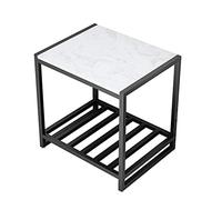UWEREBFM Table basse rectangulaire, table d'appoint, table basse d'angle en fer forgé marbre, pour salon, chambre à coucher, balcon