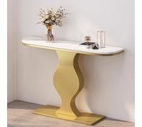 UWEREBFM Table console pour couloir, table de canapé moderne étroite, table d'appoint incurvée avec base en métal doré, tables d'entrée