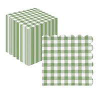 Uwiyo 100 Pièces Serviettes en Papier de Fête, 3 Plis 25 x 25 cm Serviettes Bord Festonné Serviette de Table Papier Serviette de Cocktail Jetables Papiere pour Mariage Fête Anniversaire (Vichy Vert)