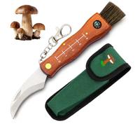 UWJOWP Couteau Champignon avec Brosse Pliable, Règle,Boussole Intégrée, Lame Inox avec Sac de Rangement,parfait pour cueillir et nettoyer les champignons,pour Camping