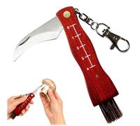 UWJOWP Mini Couteau à Champignons avec Brosse Pliable, Lame Inox Manche Poirier Rouge à Échelle, Outil Portable pour Ramasser les Champignons,4cm
