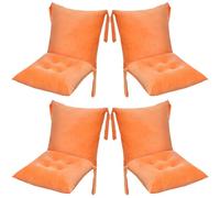 UWOBTN Lot de 1/2/4 Coussin de Chaise avec Dossier, 40×40/50×50cm Velours Galette de Chaise Salle à Manger avec Attaches Coussins de Siège pour Exterieur, Interieur，Jardin, Bureau(E,45x45cm(4PCS))
