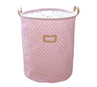 Uworth Grande Panier à Linge Rond Bebe Panier de Rangement en Coton Pour Vêtements Jouets (Rose)