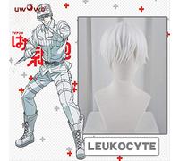 UWOWO Leukocyte Cosplay Wig Cells At Work Cosplay Hair 28 CM Heat Resistant Synthetic Hair Anime Cells At Work Wig Leukocyte