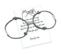 uwows Personnalisez les bracelets 2pcs de corde d'attraction tressés avec des cloches magnétiques 4 côtés gravés parfaits bijoux cadeau pour couple, famille, soeurs, meilleurs amis (2pcs Blue)