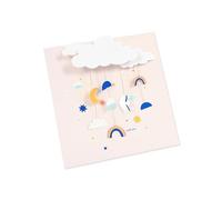 UWP LUXE Carte pop-up de bienvenue pour bébé - Adorable mini mobile pour bébé avec nuages, étoiles et arcs-en-ciel - Parfait pour les nouveaux parents, les fêtes prénatales et les célébrations de